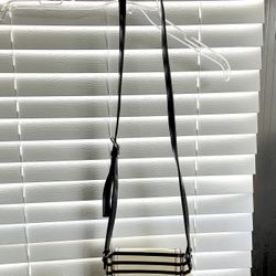 Kate Spade Chelsea Park Crossbody Bag - Patent Stripe - Small - Black/Cream 
