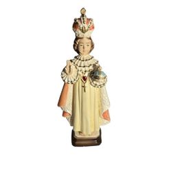Vintage Statuary Infant Of Prague Statue Chalkware Figurine 12" H READ BELOW 