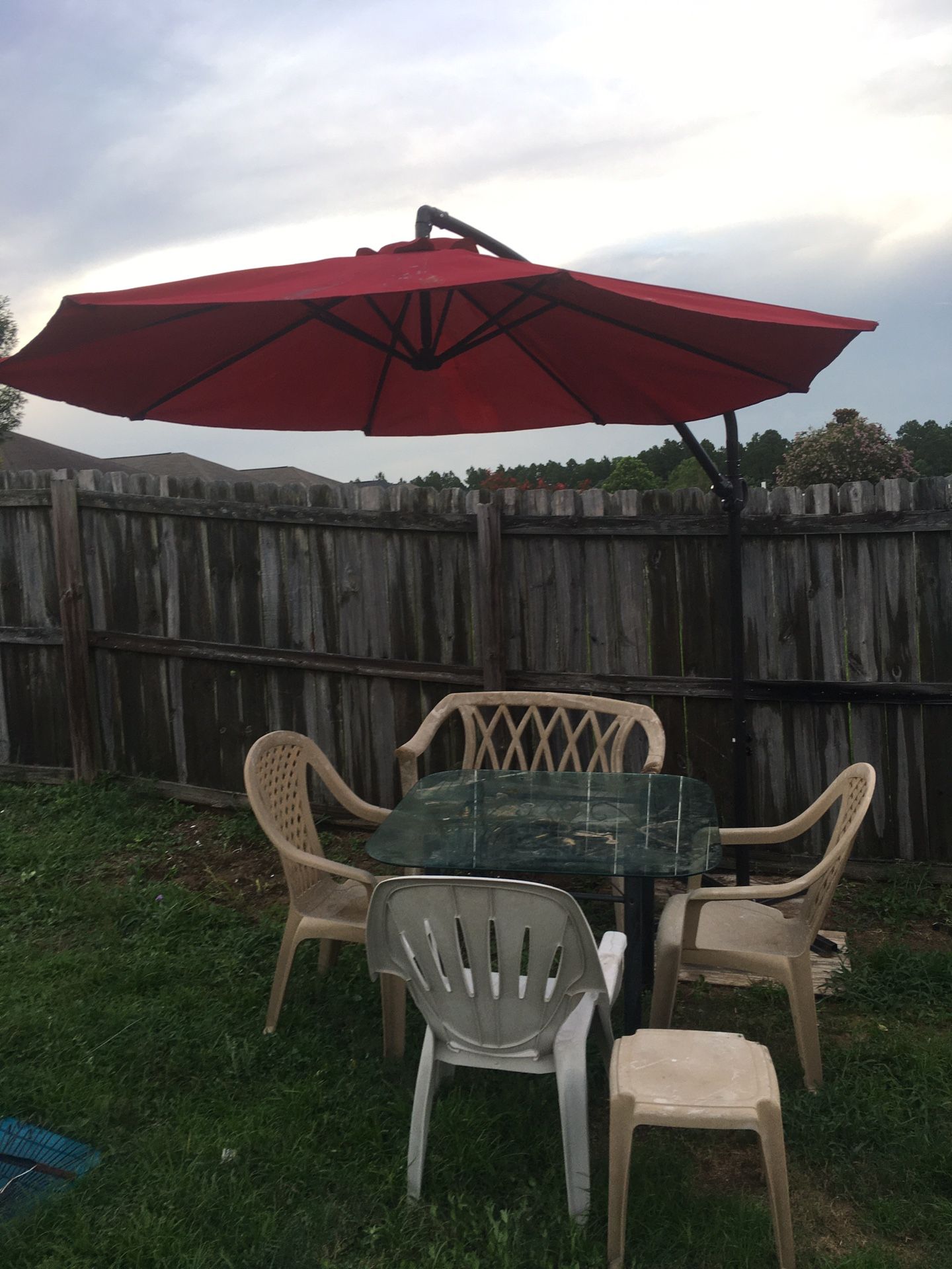 Chairs table and hang over Umbrella