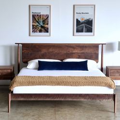 King Bed Frame With Box Spring Mattress, Sheets, And More