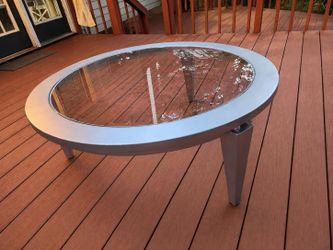 Round Silver Glass Top Coffee Table - Nicos Zographos Lookalike