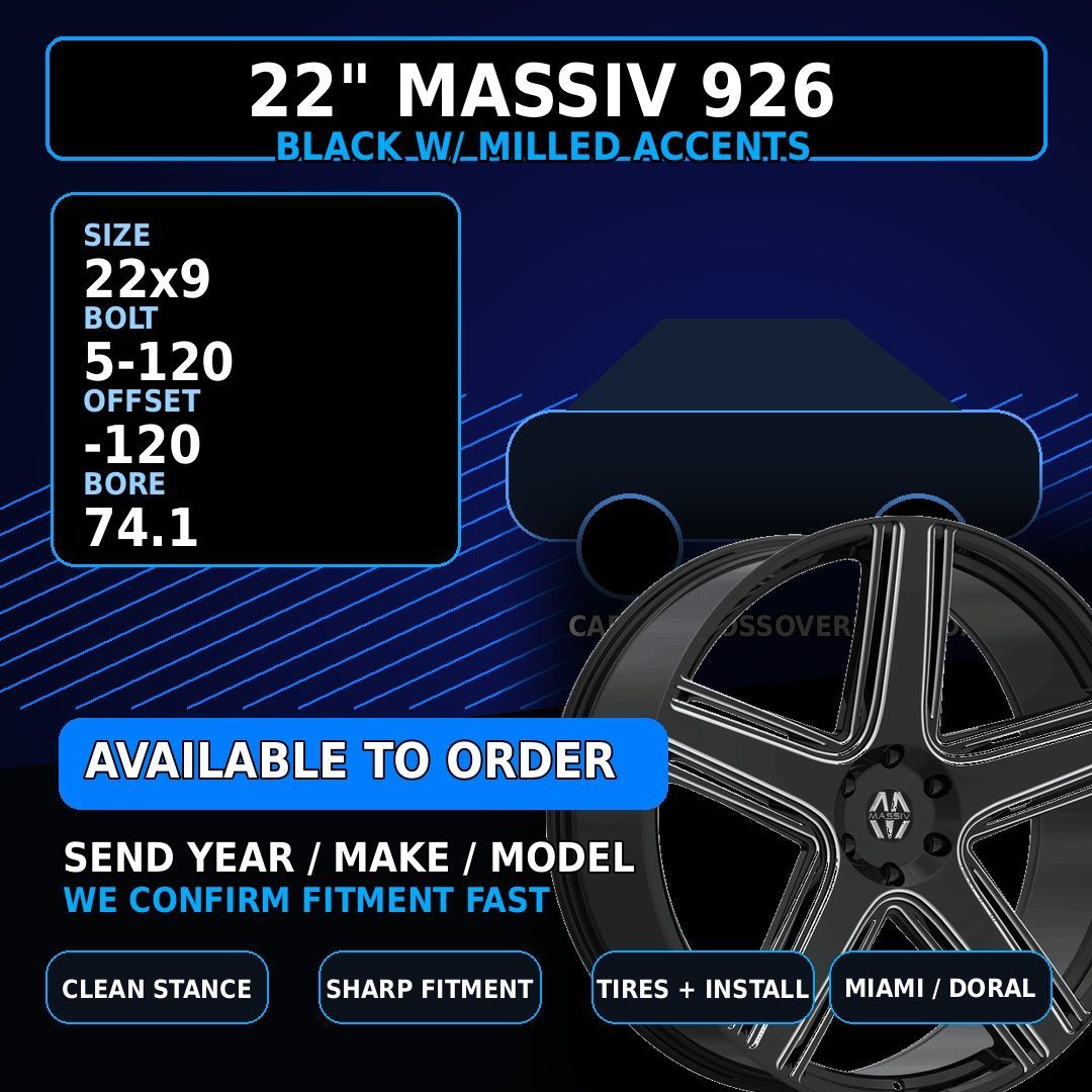 🔥 22" MASSIV 926 WHEELS — BLACK W/ MILLED ACCENTS 🔥