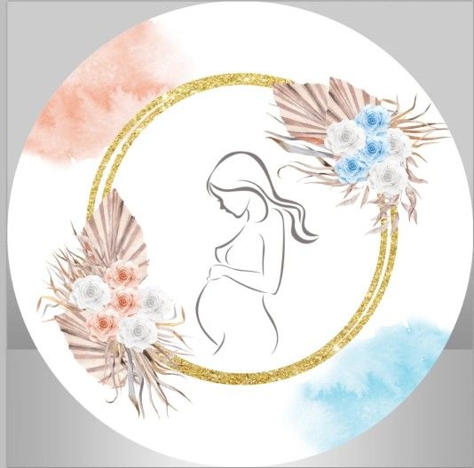 Gender Reveal, Baby Shower Round Backdrop Cover 6.5FT