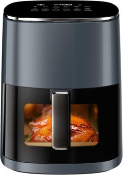 Air Fryer, 6-Quart Airfryer with Viewing Window, 12-in-1 Multi-Function Cooker: Air Fry, Roast, Reheat, Dehydrate, Bake, Steam & More, Compact Design 