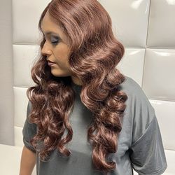 Synthetic Lace Front wig-chocolate brown long curly wig-$40 brand new-NO LESS-peluca rizada nueva