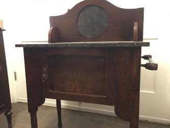 Restored antique washstand cabinet with stone top