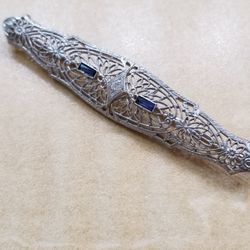 Vintage Pin 14kt White Gold 