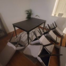 Practically NEW Wood Dining Table! With 6 Chairs