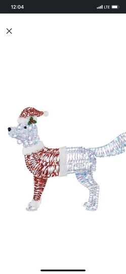 4 Ft. Iridescent Twist LED Dog in Santa Suit Holiday Yard Decoration Y25 New 