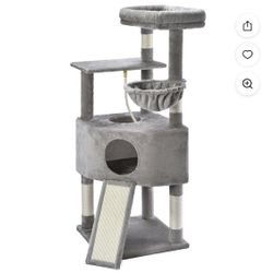 Vibrant Life 50inch Cat Tree Tower with Large Condo and Perch for Indoor Cats, Light Gray