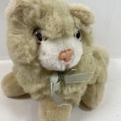 Adorable Vintage Plush Staffed Cat w/ Baw Animal 6”x 8.5” One Of A Kind On Sale