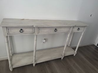 Whitewashed Wood Console Table with Drawers