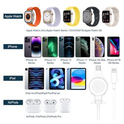 New 𝟐𝟎𝟐𝟒 𝐔𝐩𝐠𝐫𝐚𝐝𝐞𝐝 for Apple Watch Charger,2 in 1 iPhone and iWatch Wireless Magnetic Fast Charging,Long USB C to Lightning Cable 6FT 
