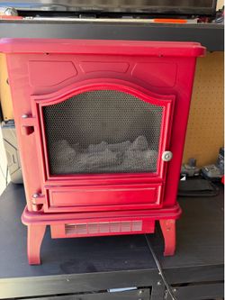 Twin-Star International Electric Fireplace Stove Heater - 1500W - Crimson Red