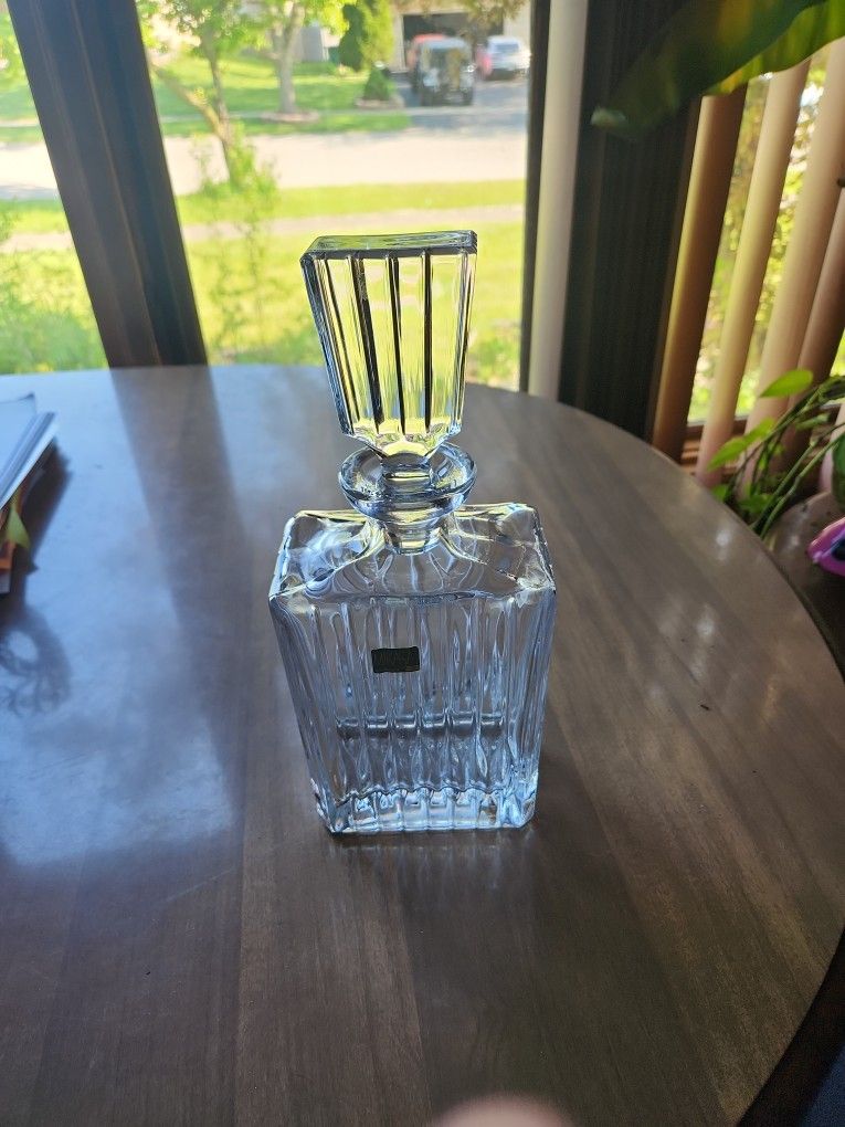 Vintage Mikasa Park Lane Full Lead Crystal Decanter W Heavy Stopper 11.5" h