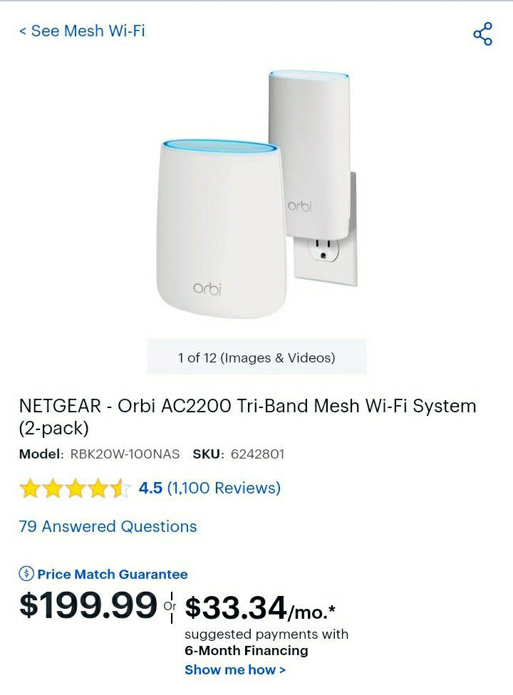 Netgear Orbi mesh wifi router system ac2200