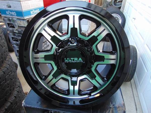 4 New Gloss Black with Diamond Cut Face 16X8 Ultra Rims *6X5.5* *-6MM Offset*