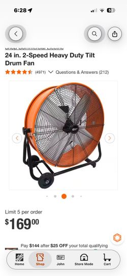 Commercial Electric 24 in. 2-Speed Heavy Duty Tilt Drum Fan