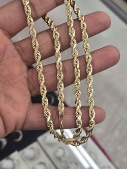10k Real Gold Rope Chain 5mm 24 Inches