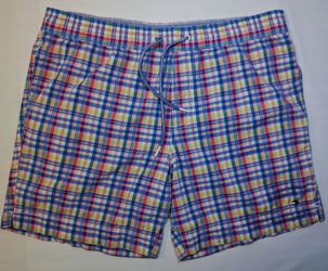 Tommy Hilfiger Swim Trunks Men’s M Blue Pink Plaid 