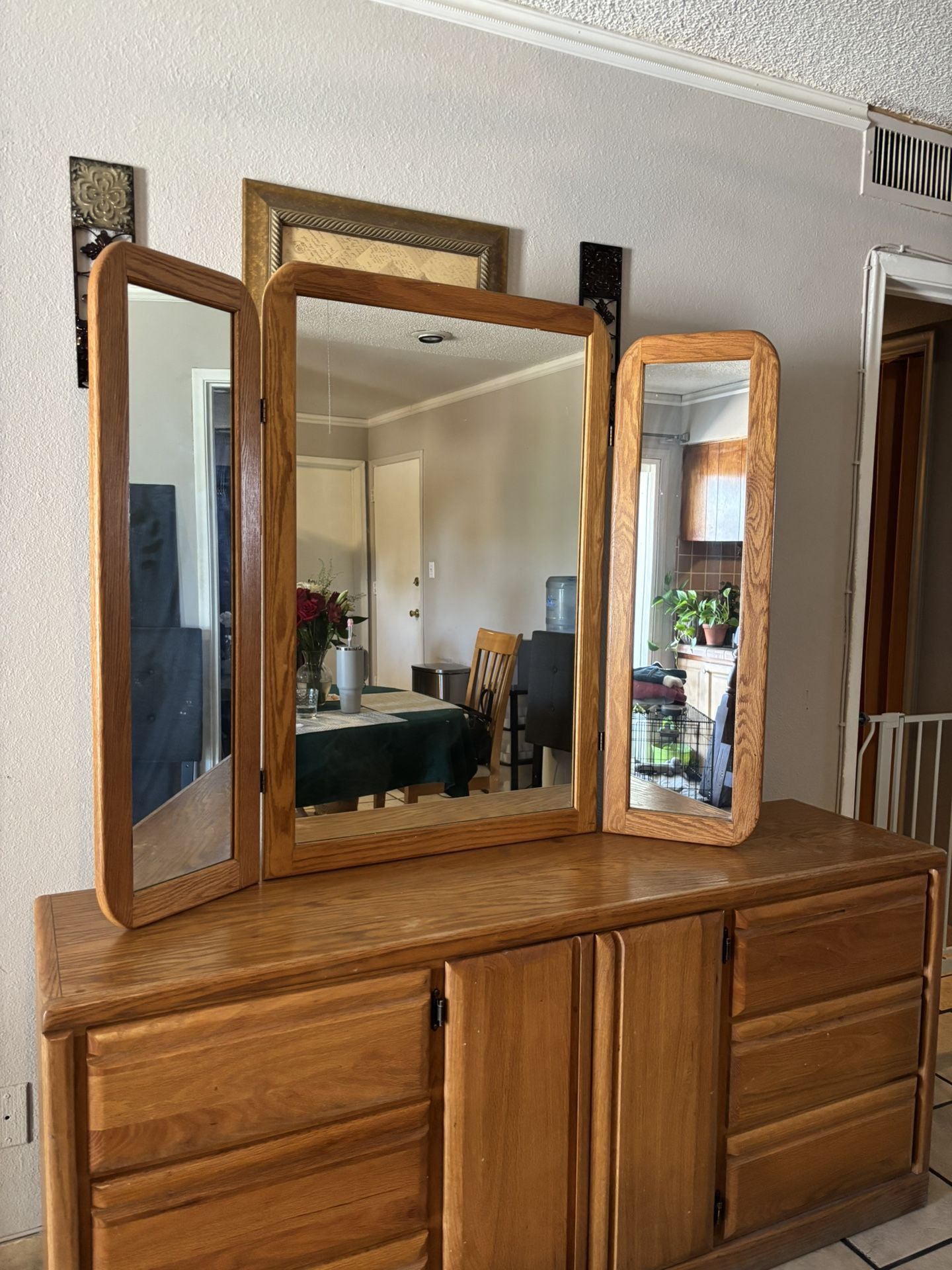 Wooden Dresser With Mirror