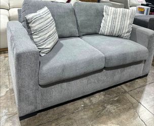 Gray Fabric Loveseat