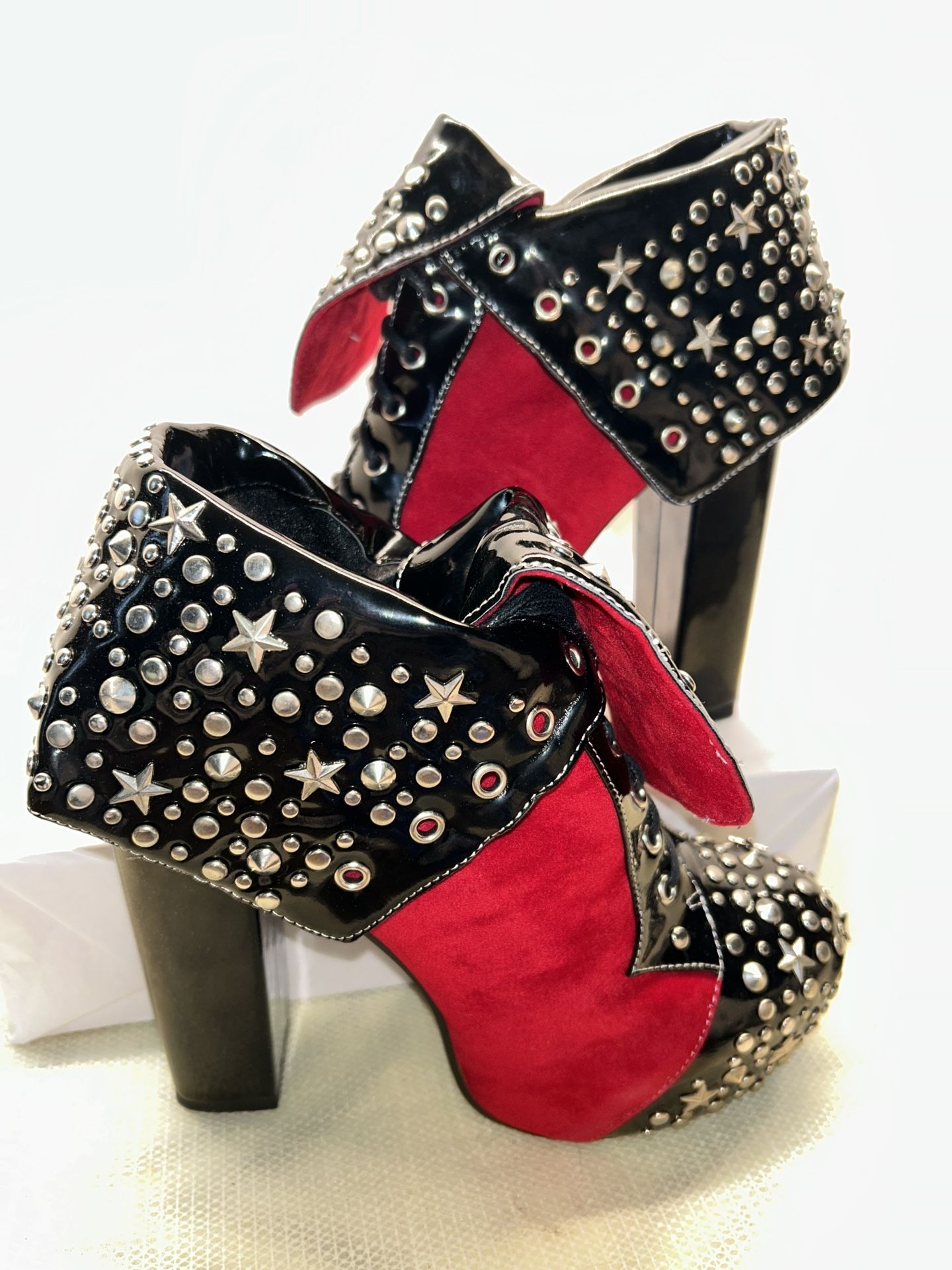 Issue Red Velvet Lace Up Booties Platform shoes size 10