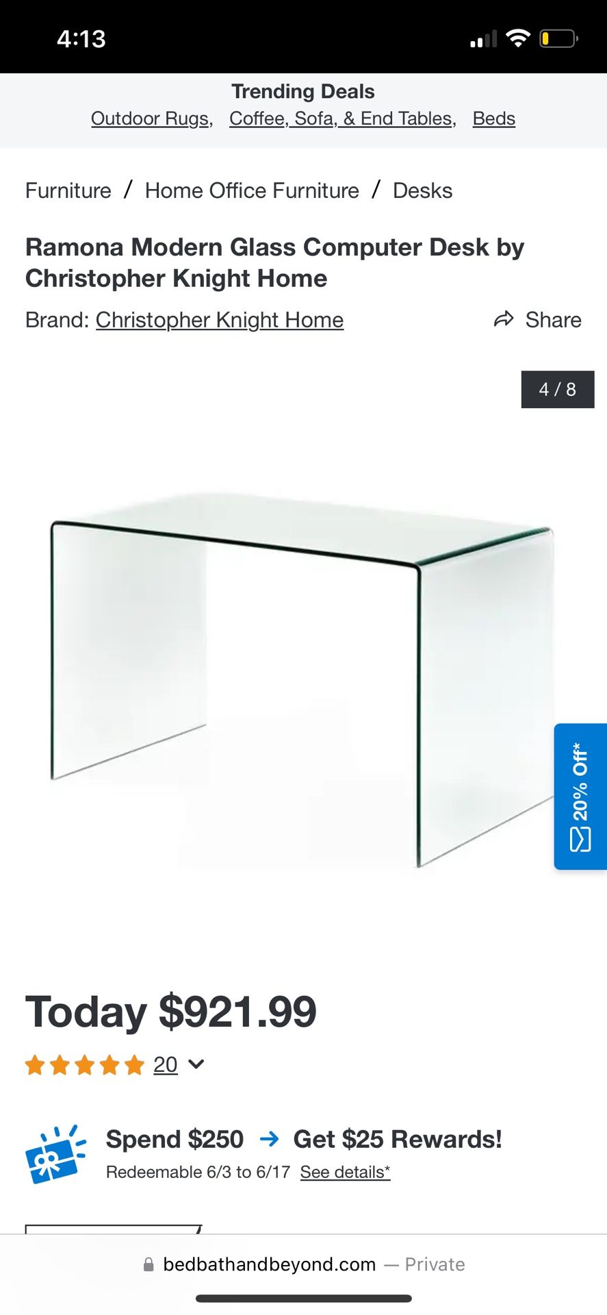 waterfall glass desk