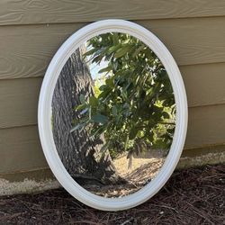 White Frame Wall Hanging Oval Mirror