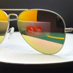 Brand New Sealed Ray-Ban RB3025 Aviator Glasses Mirrored Blush Pink Lenses, M