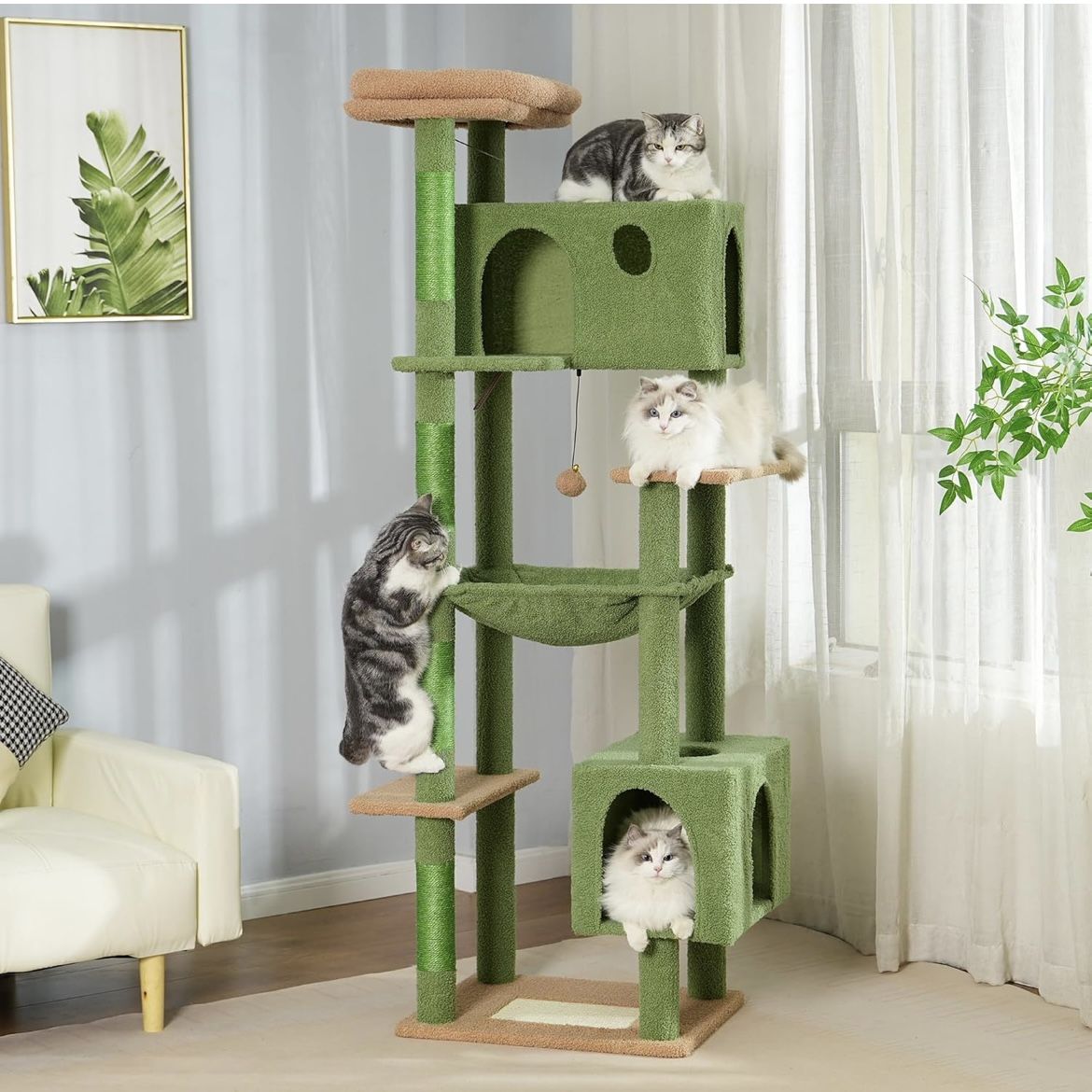 Cat Tower,Cat Condo House and Roomy Top Bed and Scratch Posts