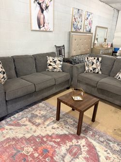 Gray Fabric Sofa and Loveseat Set