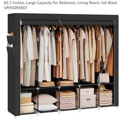 Portable Closet, Wardrobe Closet Organizer with Cover, 5 Hanging Rods and Shelves, 4 Side Pockets, 17.7 x 83 x 65.7 Inches, Large Capacity for Bedroom