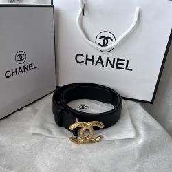 Black Quilted Cc Buckle Belt 