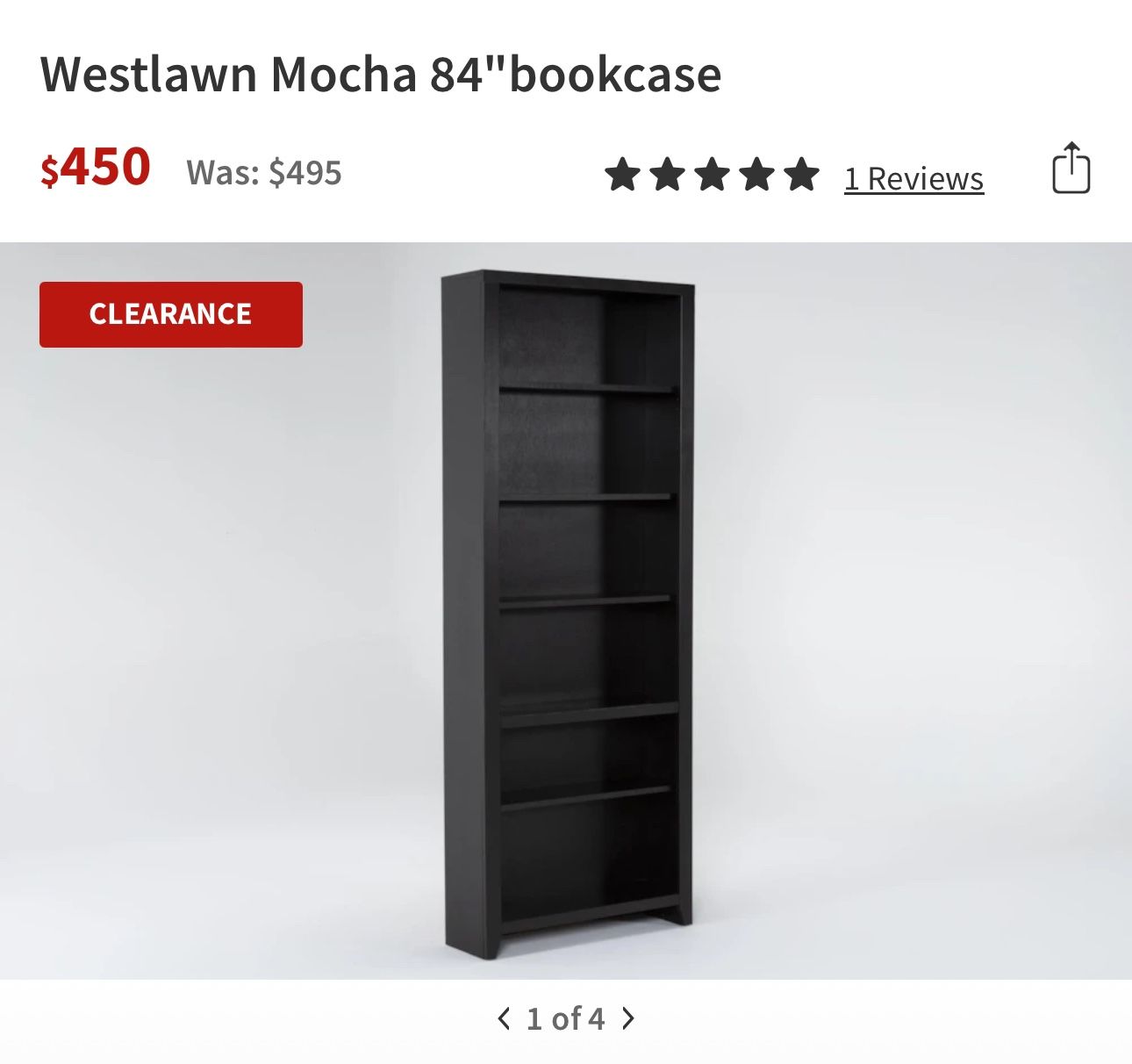 Westlawn Mocha 72” Bookcase