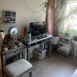 Mirrored Desk and Vanity Table Bundle