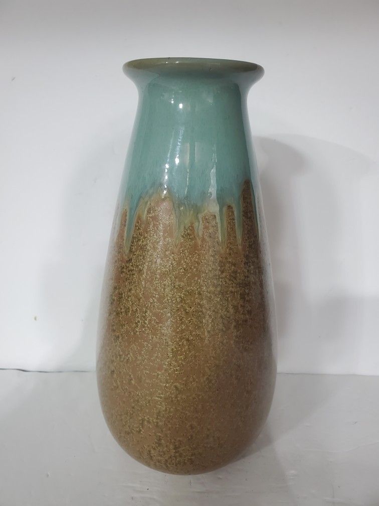 Large Teal Glazed Pottery Decorative Vase