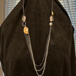 Multi Link New Statement Necklace With Mixed Stones 