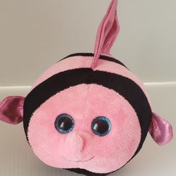 TY Beanie Ballz Gilly the Pink & Black Fish 8" Stuffed Toy Plush Striped 2013

