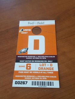 Redskins Eagles Parking Pass