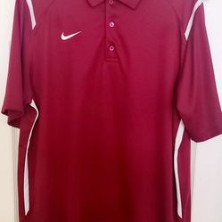 Nike Mens Dri-fit Polo Shirt Size L Maroon Color Pre-owned