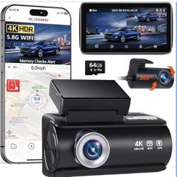 Cámara de tablero frontal y trasera, cámara de tablero dual 4K Full HD para automóviles, monitoreo de tarjeta de memoria integrada, tarjeta de 64 GB, 