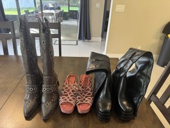 👢👠 Women’s Shoe Bundle (Size 6) – NEW – Boots, Wedges & Cowboy Boots – Must Go!