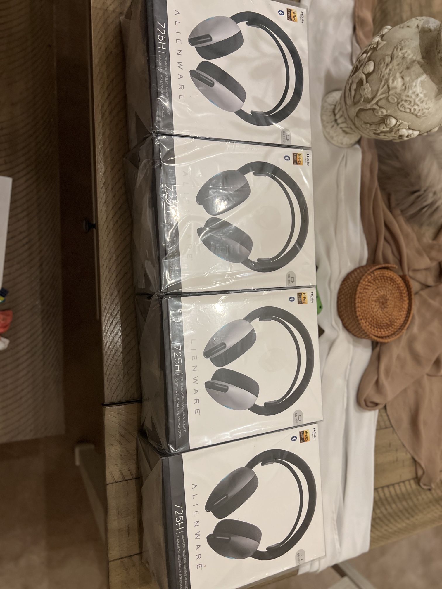 Dell Alienware headphones, black, and silver
