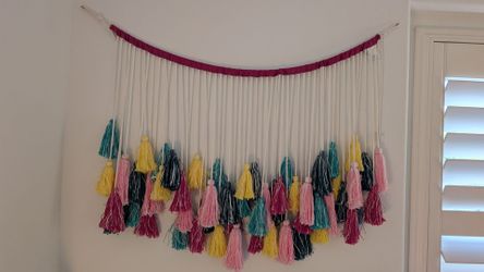 Pottery Barn oversized tassel wall art