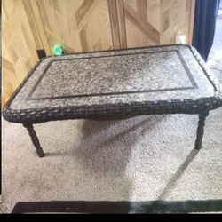 Wicker Marble Coffee Table