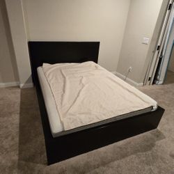 IKEA malm queen bed modern black with storage boxes