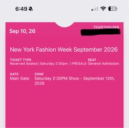 NYC Fashionweek September 10 2026