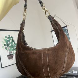 Coach Vintage Leather Brown Suede Bag Shoulder Hangbag A Mush Have Stylish Cowboy