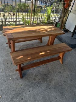 Teak Table With Benches For Picnic